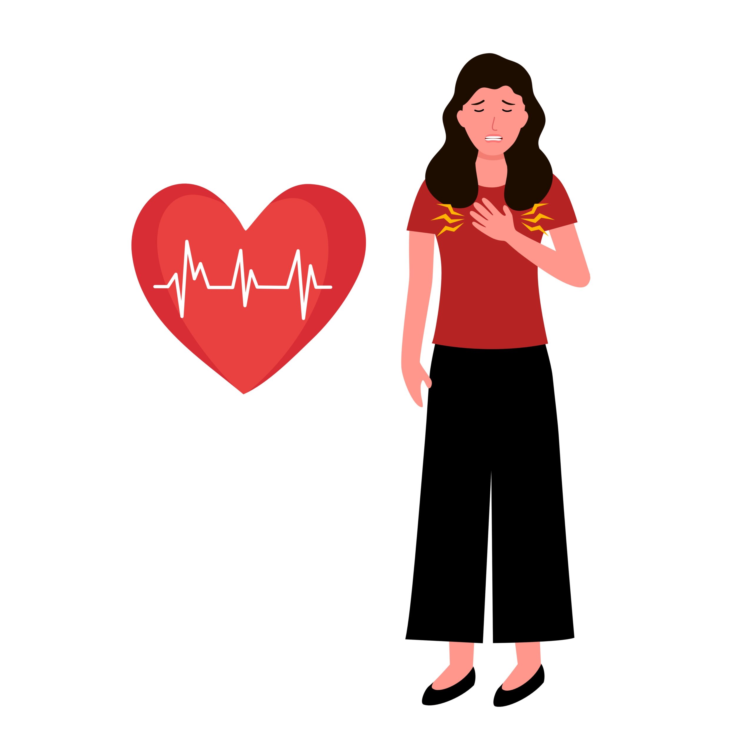 Visualisierung von Schmerzen im Brustbereich, symbolisiert Symptom eines akuten Koronarsyndroms